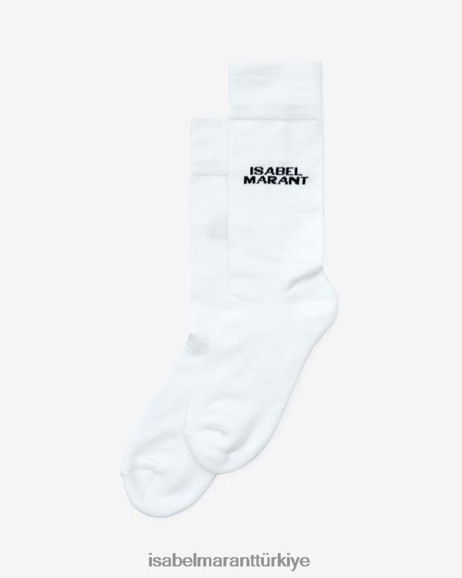 aksesuar TR Isabel Marant üniseks dawi logolu çoraplar beyaz 42RDBH1242