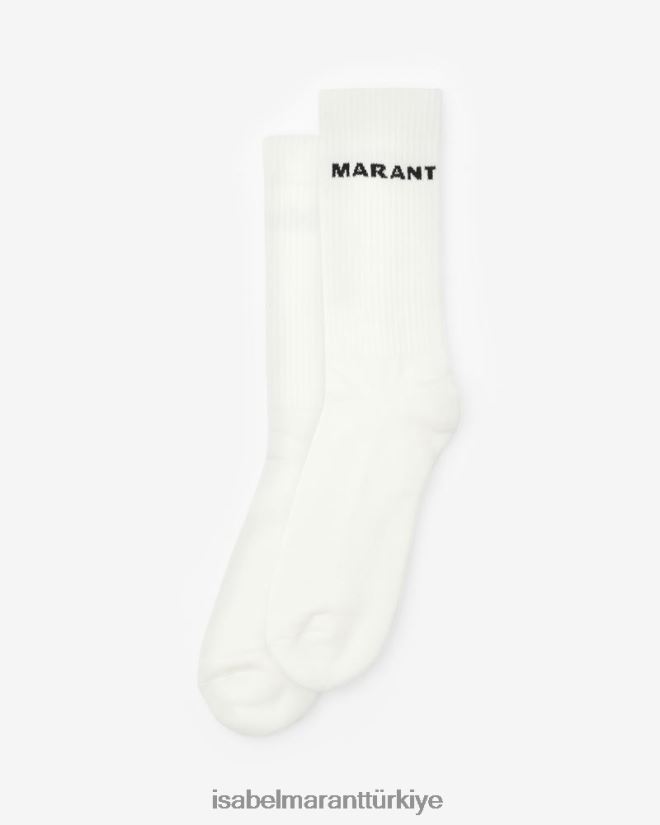 aksesuar TR Isabel Marant üniseks dawi logolu çoraplar beyaz 42RDBH1256