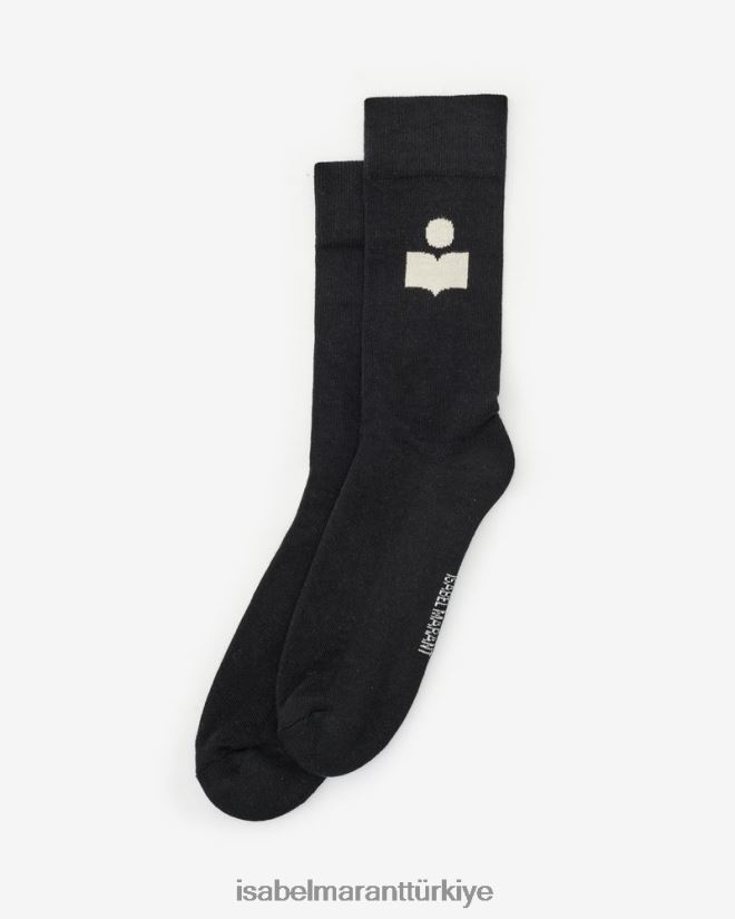 aksesuar TR Isabel Marant üniseks siloki logolu çoraplar siyah 42RDBH1247