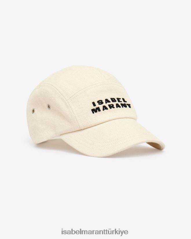 aksesuar TR Isabel Marant üniseks tedji logolu beyzbol şapkası ekru/siyah 42RDBH1063