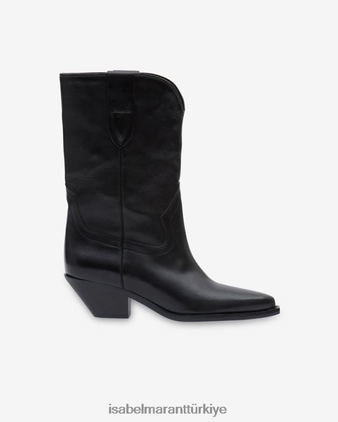 ayakkabı TR Isabel Marant üniseks dahope deri kovboy çizmeleri siyah 42RDBH723