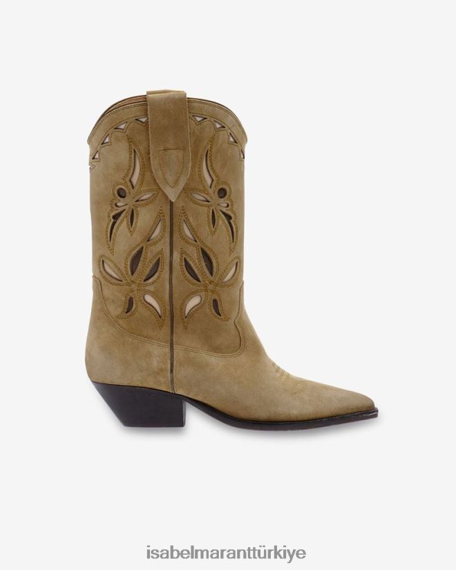 ayakkabı TR Isabel Marant üniseks duerto süet kovboy çizmesi boz kahverengi 42RDBH736
