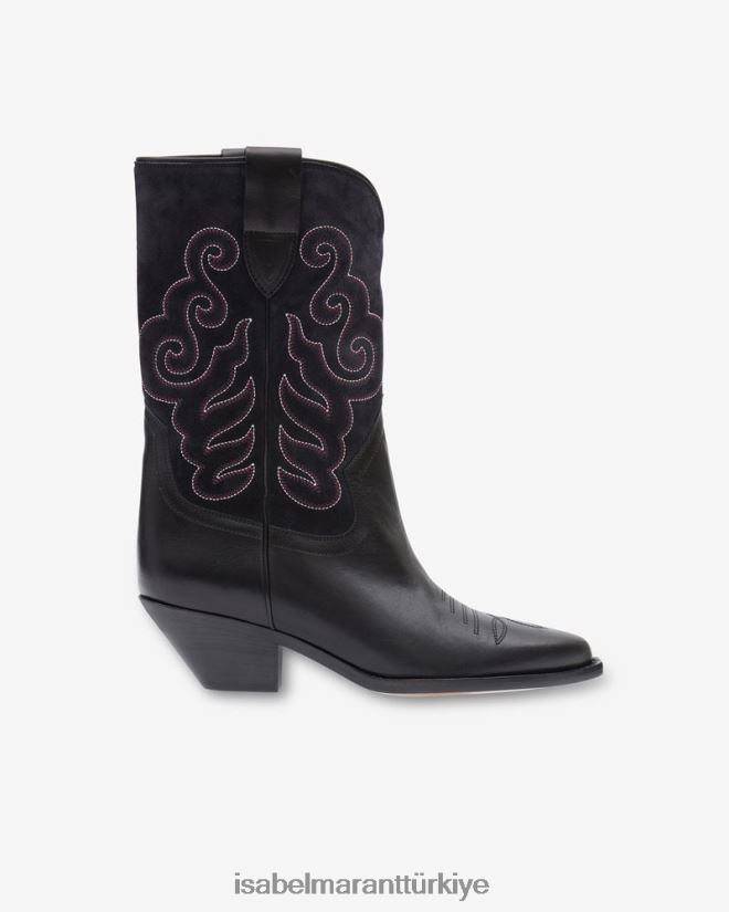 ayakkabı TR Isabel Marant üniseks duerto süet kovboy çizmesi siyah/soluk siyah 42RDBH739