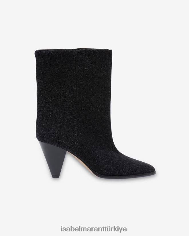 ayakkabı TR Isabel Marant üniseks rouxa parıltılı süet deri çizme siyah 42RDBH749
