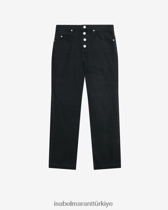 Giyim TR Isabel Marant erkekler jeldeneo pamuklu pantolon siyah 42RDBH1408
