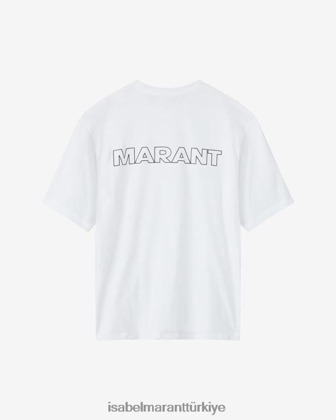 Giyim TR Isabel Marant erkekler guizy ''marant'' pamuklu tişört beyaz 42RDBH1292