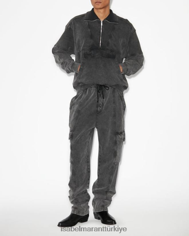Giyim TR Isabel Marant erkekler Preston kazak soluk siyah 42RDBH1349