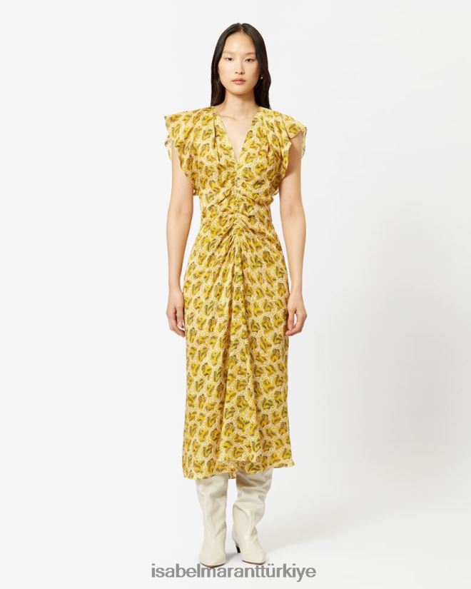 Giyim TR Isabel Marant kadınlar lyndsay elbise güneş ışığı 42RDBH95