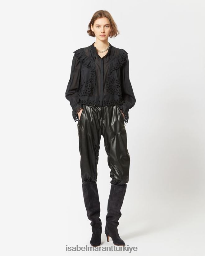Giyim TR Isabel Marant kadınlar kelmon pamuklu üst siyah 42RDBH500
