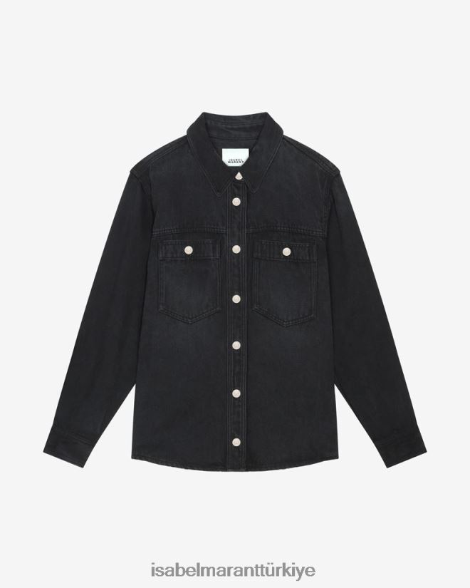 Giyim TR Isabel Marant kadınlar talbot gömleği soluk siyah 42RDBH213
