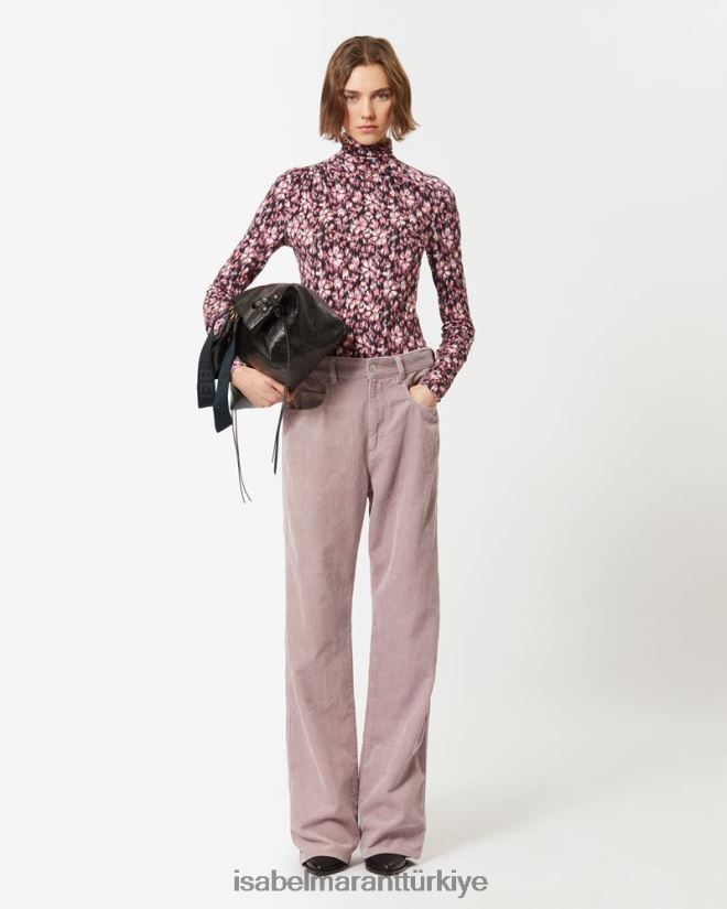 Giyim TR Isabel Marant kadınlar Ruan pamuklu pantolon leylak 42RDBH680