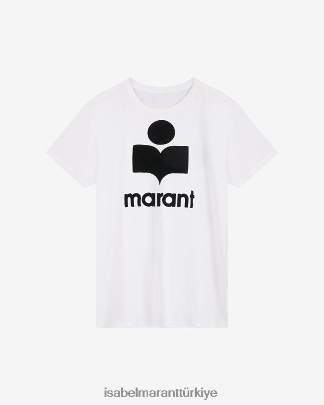 Giyim TR Isabel Marant kadınlar zewel logolu tişört beyaz 42RDBH429