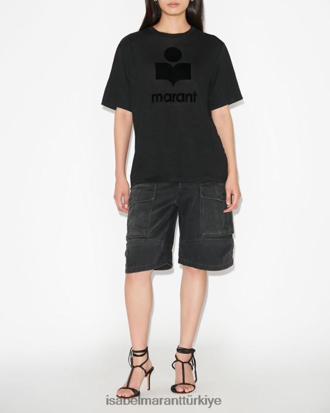 Giyim TR Isabel Marant kadınlar zewel logolu tişört siyah 42RDBH454