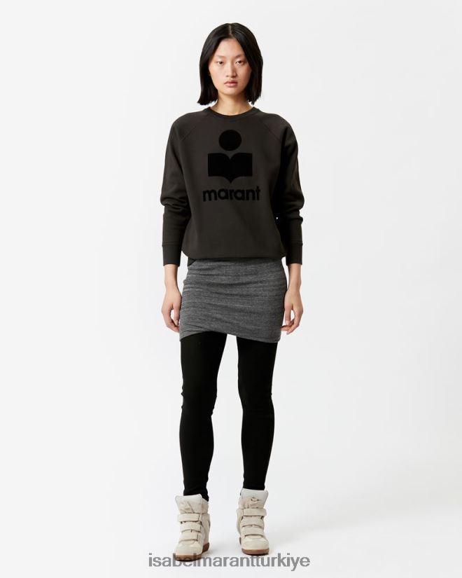 Giyim TR Isabel Marant kadınlar milly logolu sweatshirt soluk siyah 42RDBH378