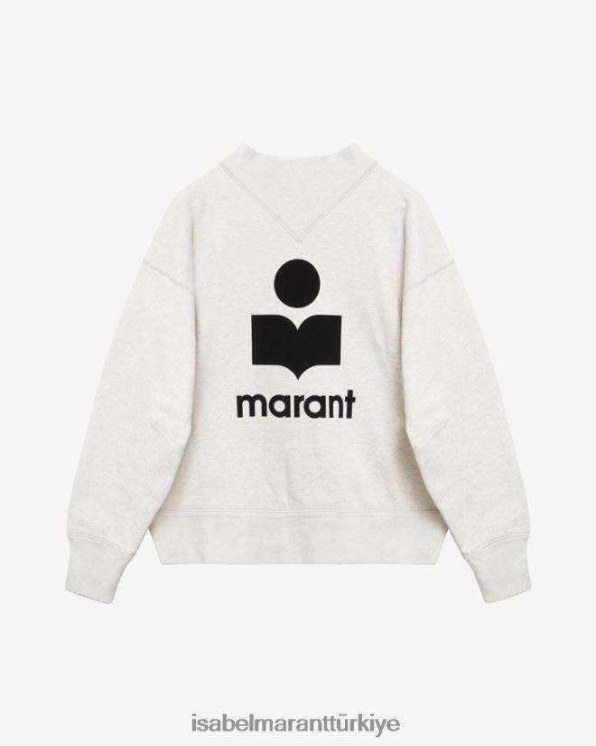 Giyim TR Isabel Marant kadınlar moby logolu sweatshirt ekru 42RDBH369