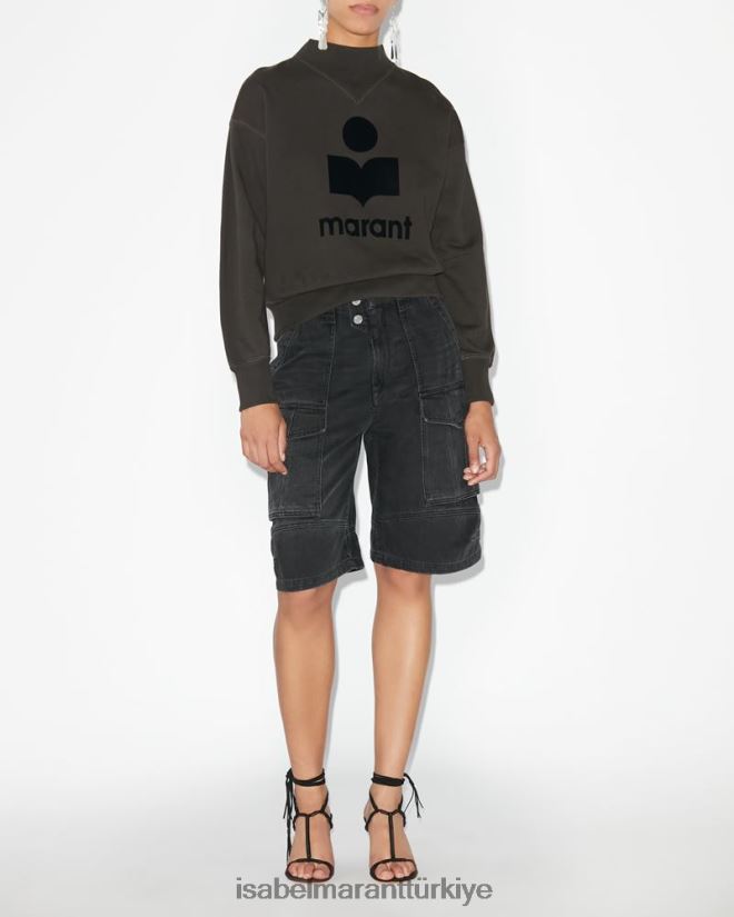 Giyim TR Isabel Marant kadınlar moby logolu sweatshirt soluk siyah 42RDBH368