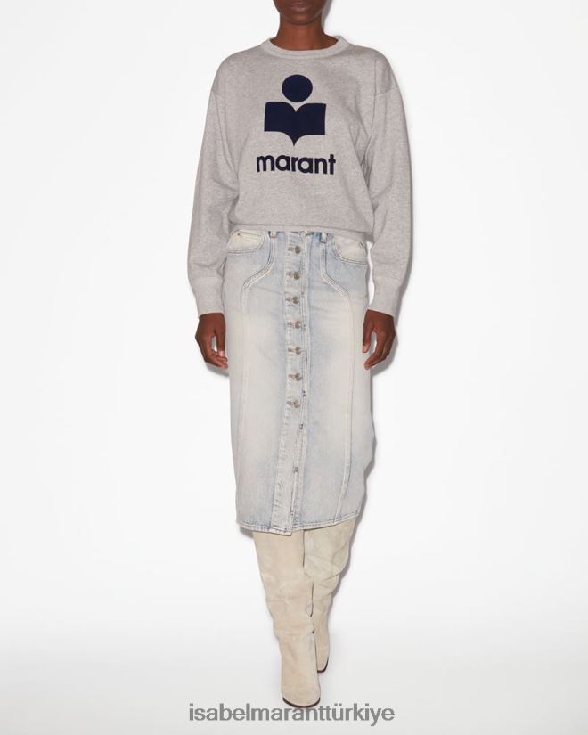 Giyim TR Isabel Marant kadınlar mobyli logolu sweatshirt gri/gece yarısı 42RDBH415